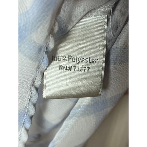 LC Lauren Conrad blue Floral Sheer Blouse XL Professional Career Workwear Office - Picture 7 of 8